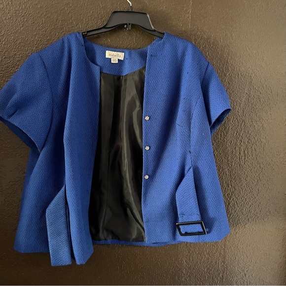 Blue & Blue Patterned Skirt Suit with Belt on Front, Isabella Women’s Suit 22W - Picture 15 of 15